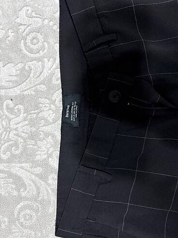 Bershka Kareli Erkek Kumaş Pantolon Siyah - Görsel 2