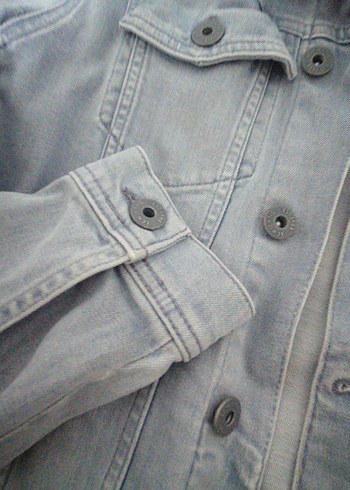 Gri Denim Ceket Düğmeli - Görsel 3