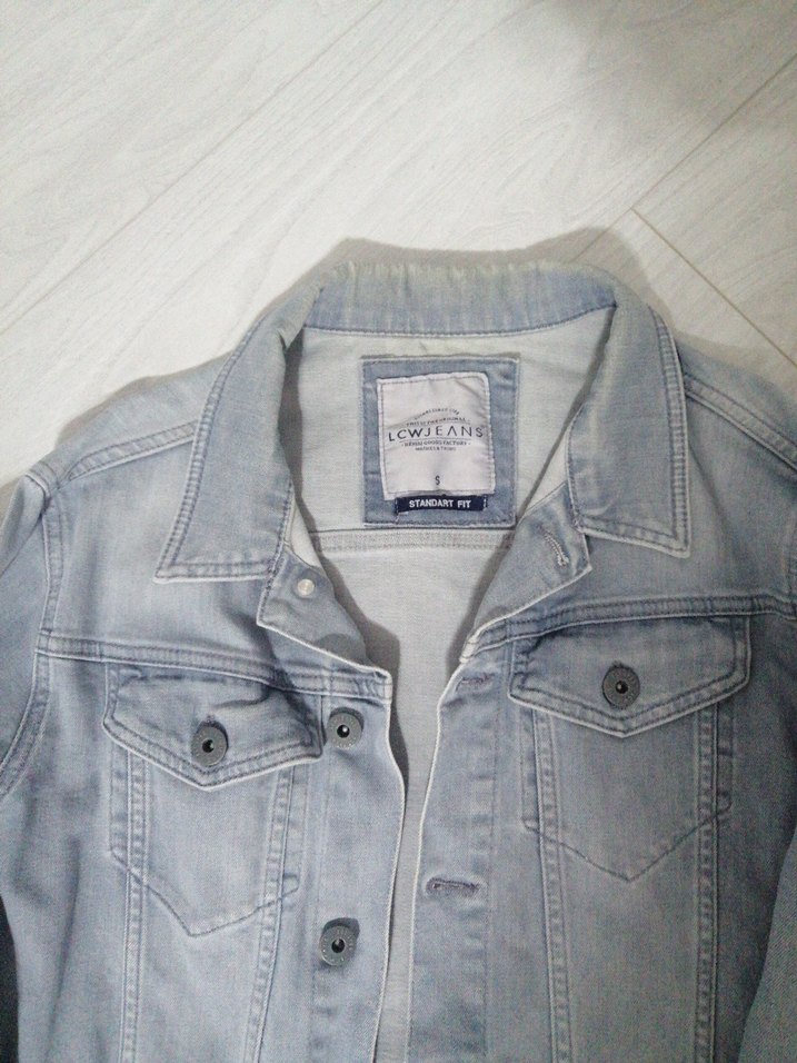 Gri Denim Ceket Düğmeli - Görsel 2