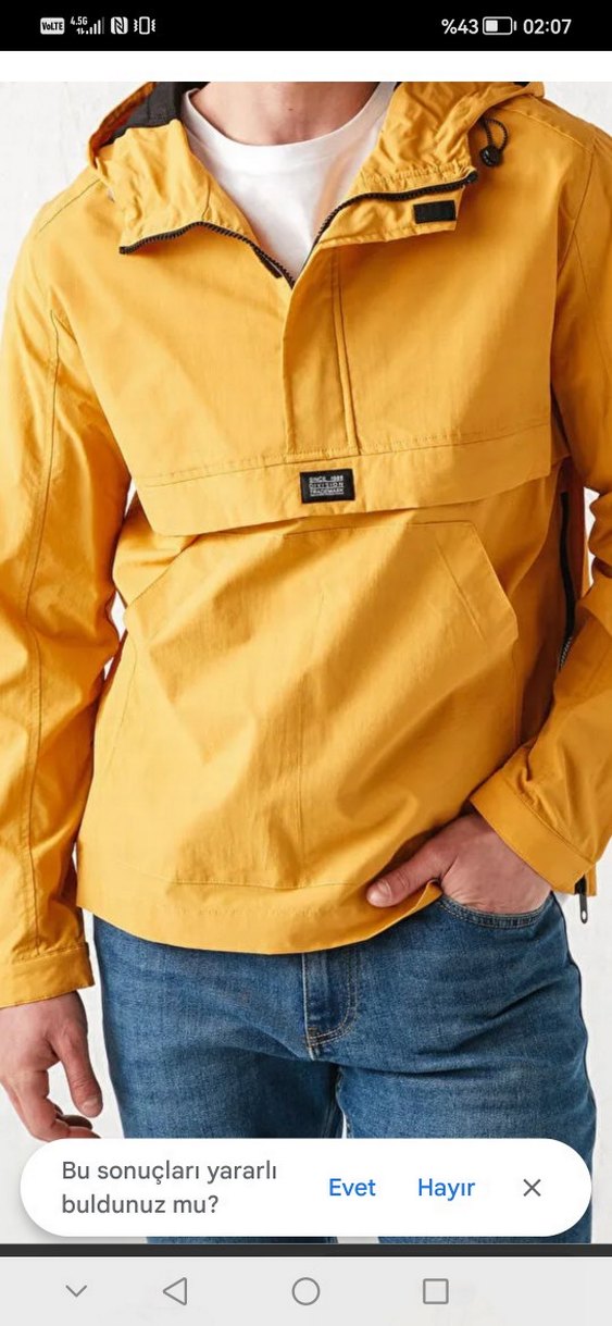 Sarı Erkek Günlük Rüzgarlık Mont - Görsel 2