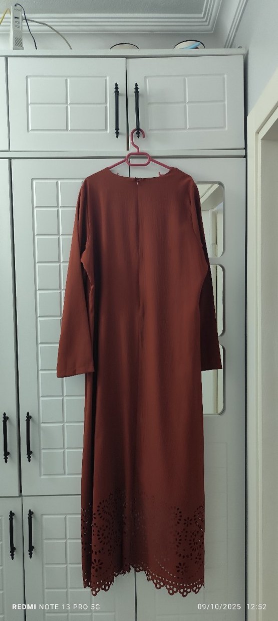 Kadın Kiremit rengi Piliseli Kumaş takım - Görsel 2