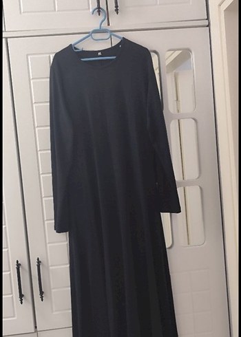 Siyah Uzun Kollu Bol Kesim Uzun Elbise - Görsel 2