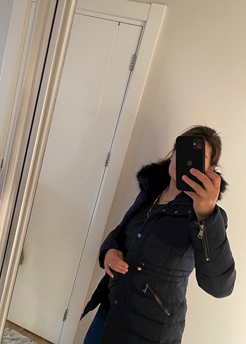 Kadın Lacivert Kürklü Kış Montu - Görsel 6