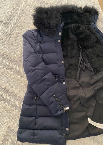 Kadın Lacivert Kürklü Kış Montu - Görsel 4