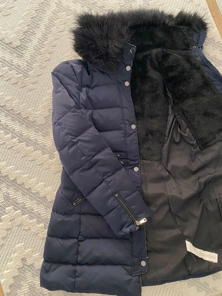 Kadın Lacivert Kürklü Kış Montu - Görsel 4