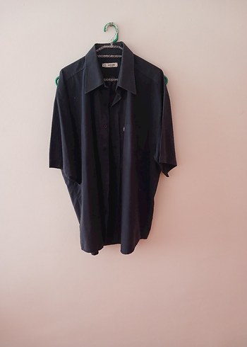 Siyah Keten Erkek Gömlek, Kısa Kollu, ORJİNAL - Görsel 3