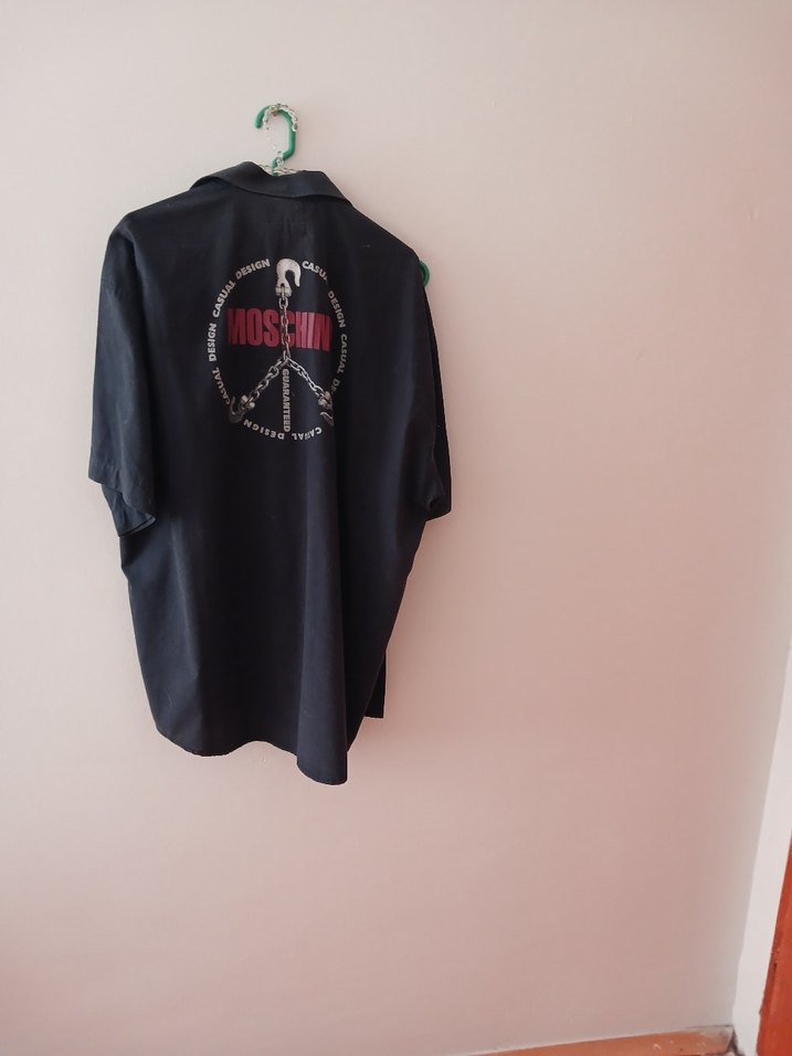 Siyah Keten Erkek Gömlek, Kısa Kollu, ORJİNAL - Görsel 4