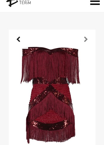 Bordo Püsküllü Straplez Mini Abiye Elbise