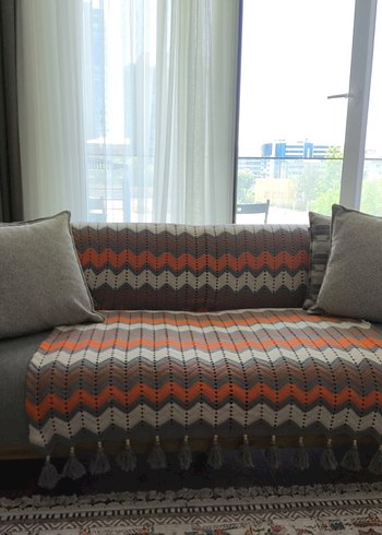 Zara Home Bohem Çok Renkli Desenli Gri Koltuk Örtüsü