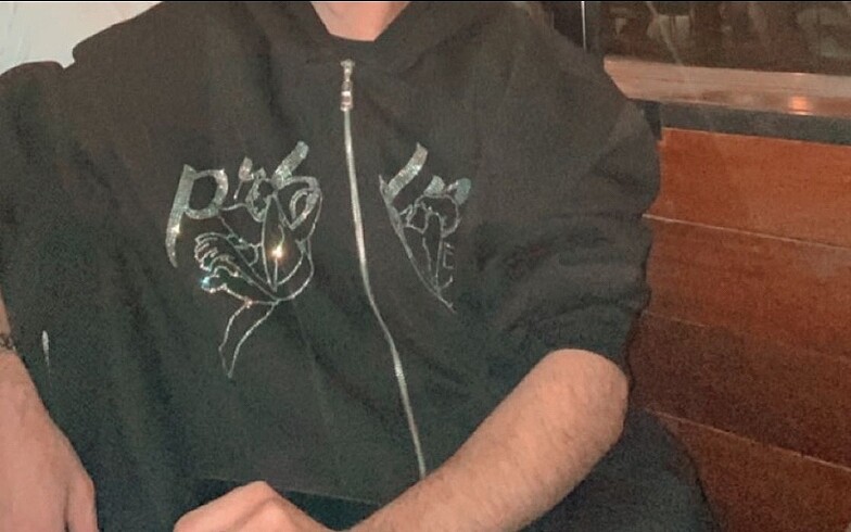 xl Beden siyah Renk Prblms y2k taşlı hoodie
