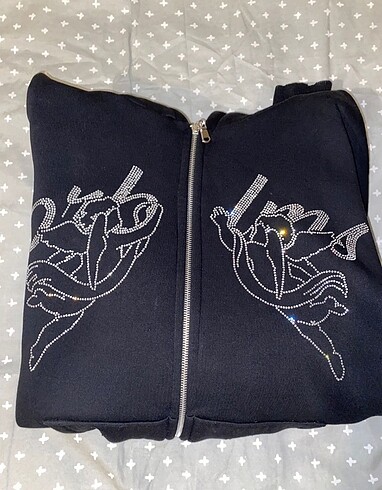 Zara Prblms y2k taşlı hoodie