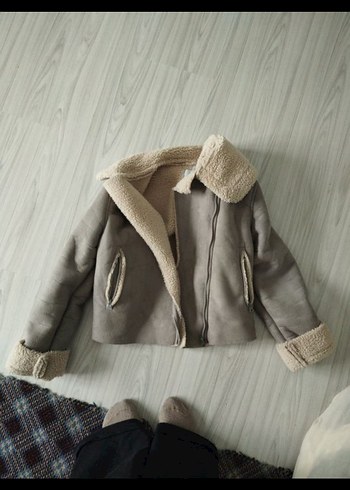 Kürklü Bej Kadın Süet Ceket - Görsel 3