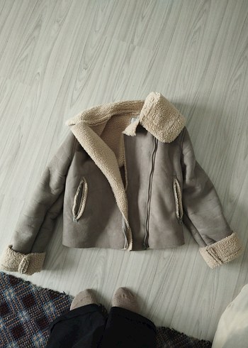 Kürklü Bej Kadın Süet Ceket - Görsel 2