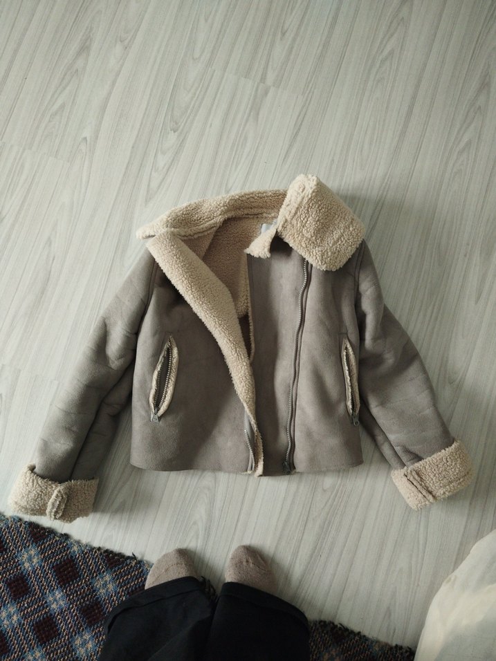 Kürklü Bej Kadın Süet Ceket - Görsel 2