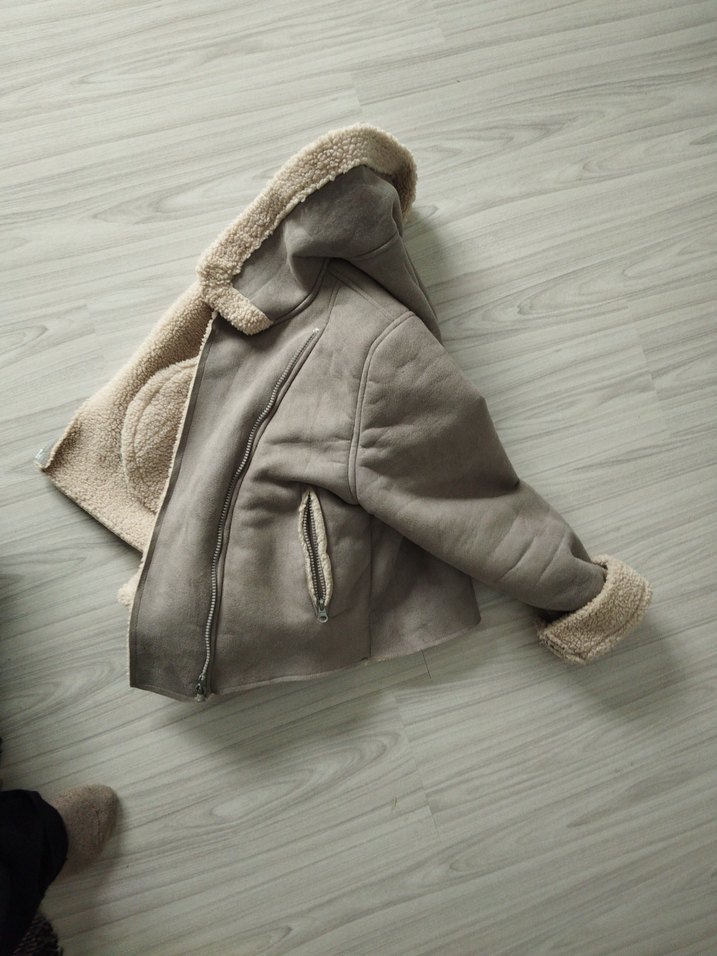 Kürklü Bej Kadın Süet Ceket - Görsel 5