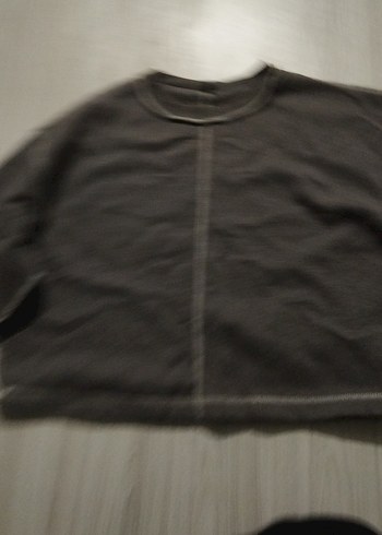 Gri Kadın Sweatshirt, Yuvarlak Yaka, Rahat Kesim - Görsel 4