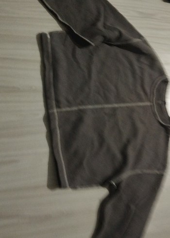 Gri Kadın Sweatshirt, Yuvarlak Yaka, Rahat Kesim - Görsel 2