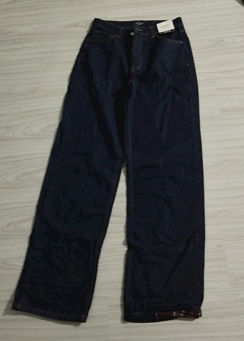 Kadın Lacivert Midi Bol Kesim Kot Pantolon - Görsel 3