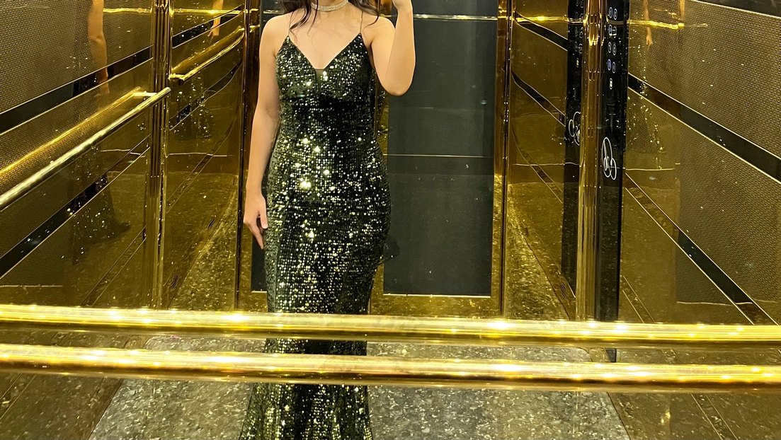 Haki yeşili pul payet yanar dönerli abiye - Görsel 3