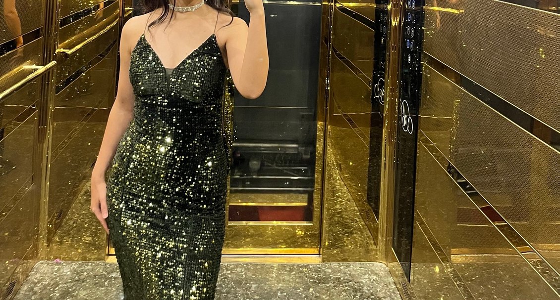 Haki yeşili pul payet yanar dönerli abiye - Görsel 2