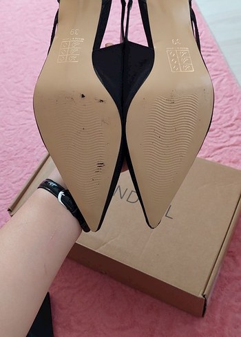 39 Beden siyah Renk Siyah Stiletto Kesik Detaylı Kadın Topuklu Ayakkabı