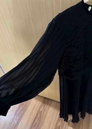 Siyah Pilili Uzun Kadın Etek - Görsel 2