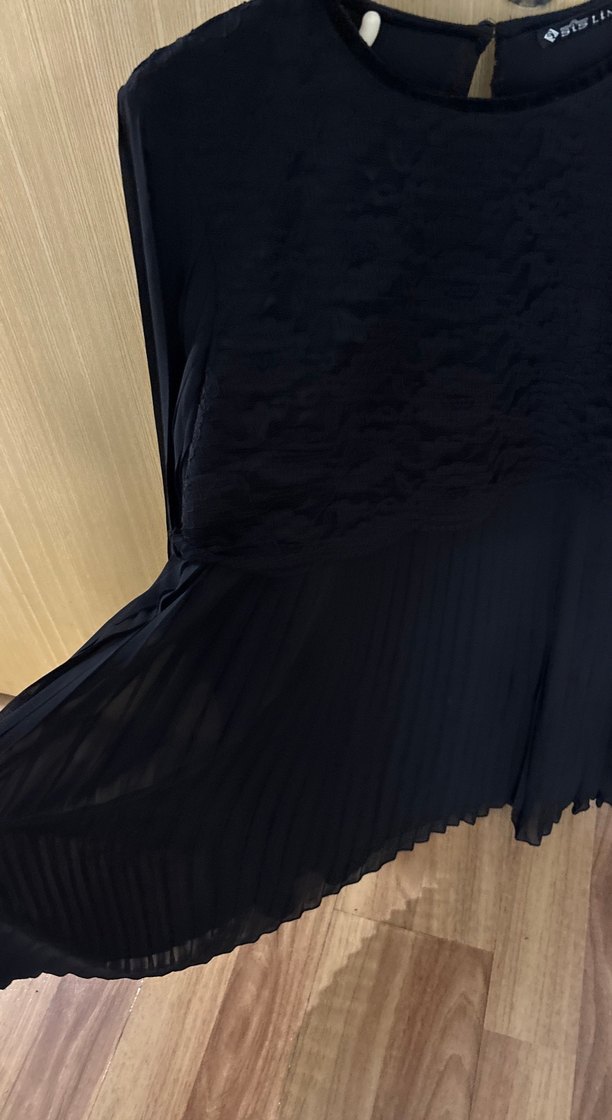 Siyah Pilili Uzun Kadın Etek - Görsel 3