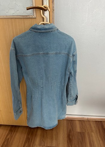 Düğmeli Mavi Denim Kadın Elbise - Görsel 4