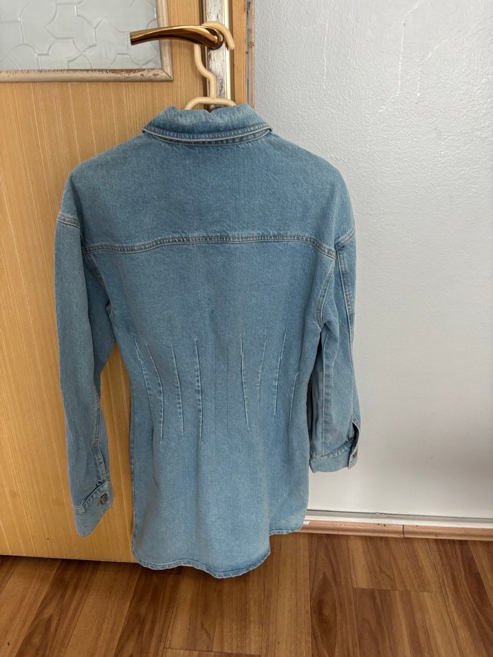 Düğmeli Mavi Denim Kadın Elbise - Görsel 4