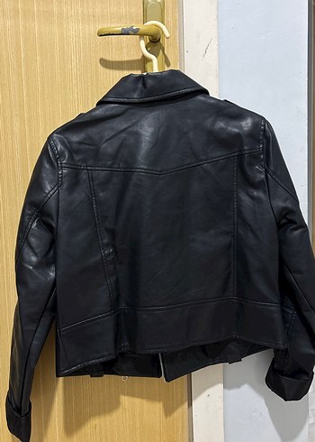Siyah Deri Biker Ceket - Görsel 3