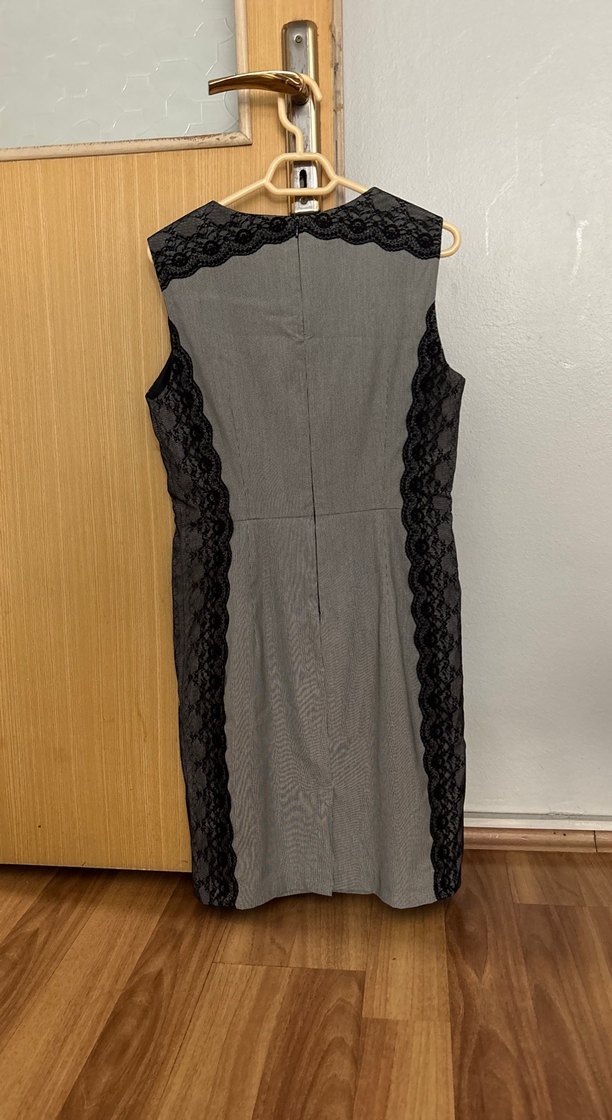 Gri Kemerli Klasik İş Elbisesi - Görsel 3