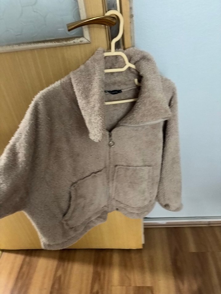 Bej Peluş Kısa Kadın Ceket - Görsel 2