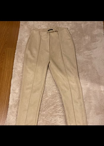 Süet Kumaşlı Bej Kadın Pantolon