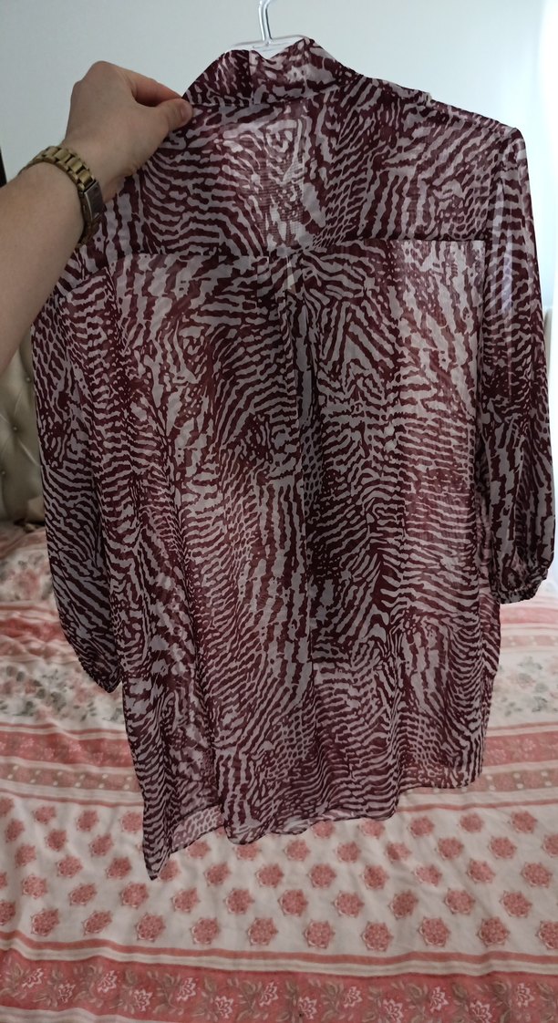 Bordo Bağlamalı Salaş Kadın Bluz - Görsel 4