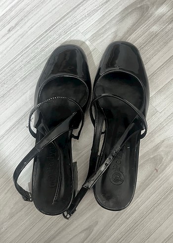 Siyah Rugan Stiletto Tokalı Kadın Ayakkabı - Görsel 7