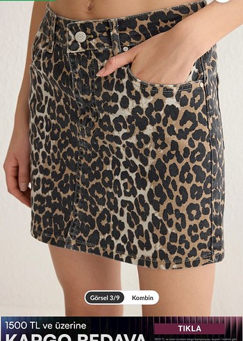 Kahverengi Leopar Desenli Mini Etek - Görsel 4