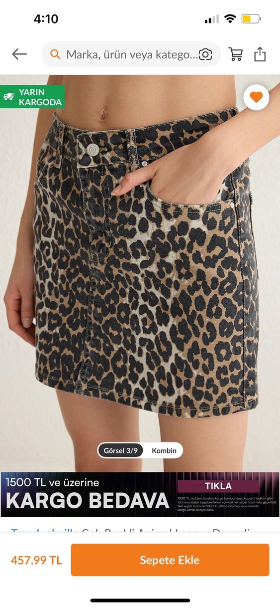 Kahverengi Leopar Desenli Mini Etek - Görsel 4