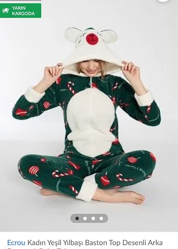 Kadın Yeşil yılbaşı  fermuarlı tulum - Görsel 2