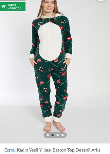 Kadın Yeşil yılbaşı  fermuarlı tulum - Görsel 5