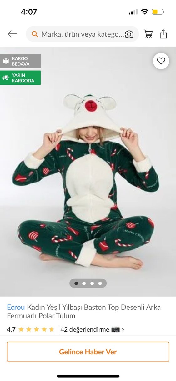 Kadın Yeşil yılbaşı  fermuarlı tulum - Görsel 2