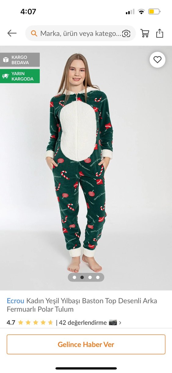 Kadın Yeşil yılbaşı  fermuarlı tulum - Görsel 5