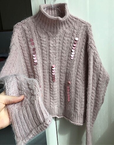 Trendyol & Milla toz pembe pullu kazak