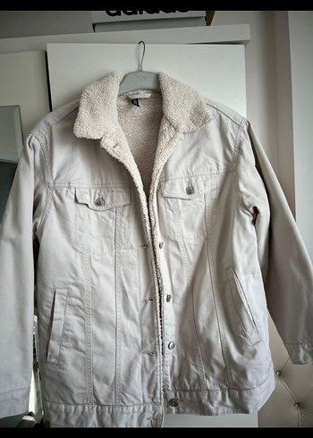 bej Düğmeli Kadın kot Ceket - Görsel 2