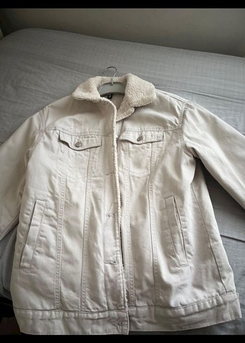 bej Düğmeli Kadın kot Ceket - Görsel 4