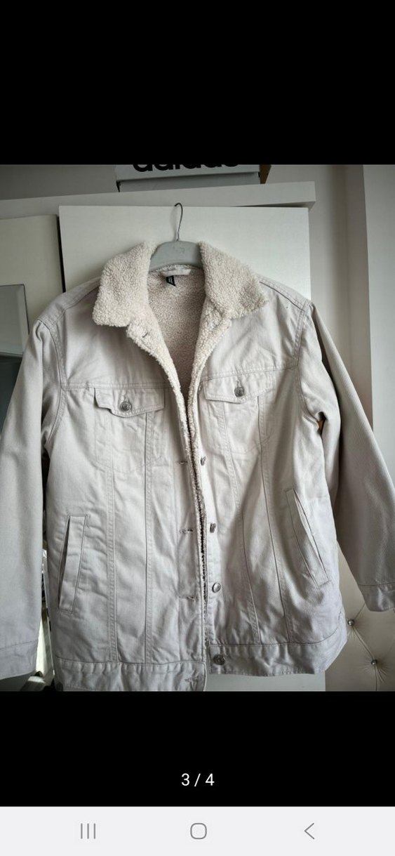 bej Düğmeli Kadın kot Ceket - Görsel 2