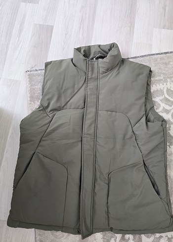 Gri Yüksek Yakalı Fermuarlı erkek Yelek - Görsel 3