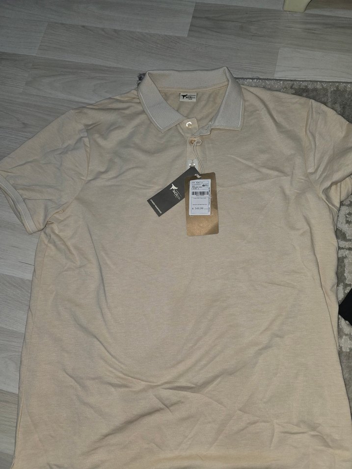 Erkek Bej Keten Polo Tişört - Görsel 2