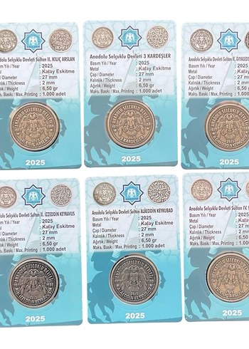 Anadolu Selçuklu Devleti 6lı Padişah Seti Kit İçinde