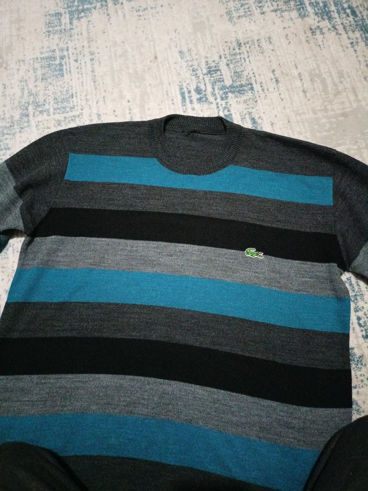 Gri Çizgili Erkek Triko Kazak - Görsel 2