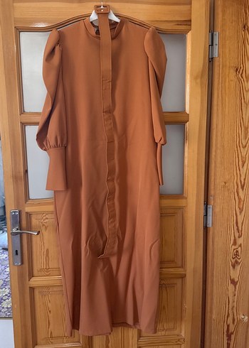 Bisküvi rengi Kadın Elbise, Dökümlü, Uzun Kollu